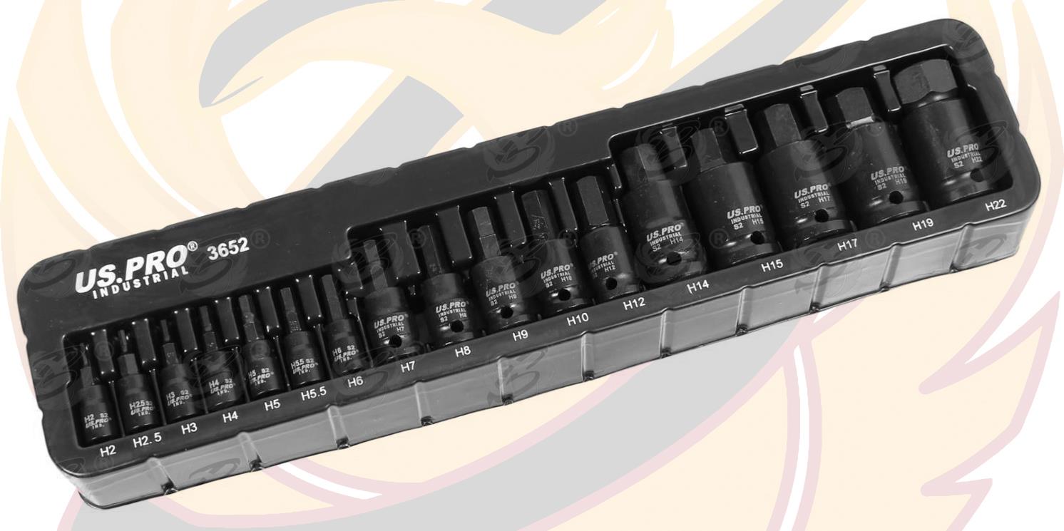 US PRO INDUSTRIAL 1/4" & 3/8" & 1/2" DRIVE IMPACT HEX BIT SOCKETS H2 - H22