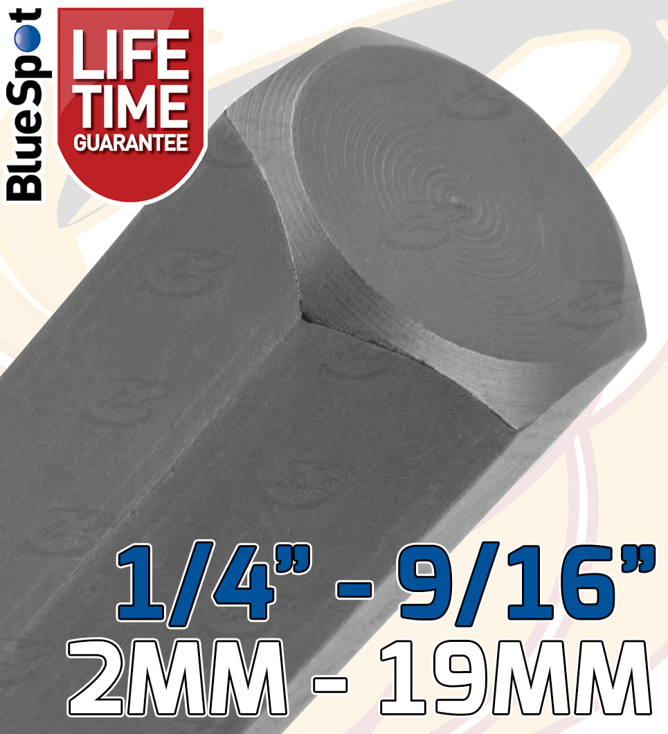 BLUESPOT 32PCS 1/4" & 3/8" & 1/2" DRIVE METRIC & IMPERIAL HEX BIT SOCKETS ( 2MM - 19MM ) ( 1/4" - 9/16" )