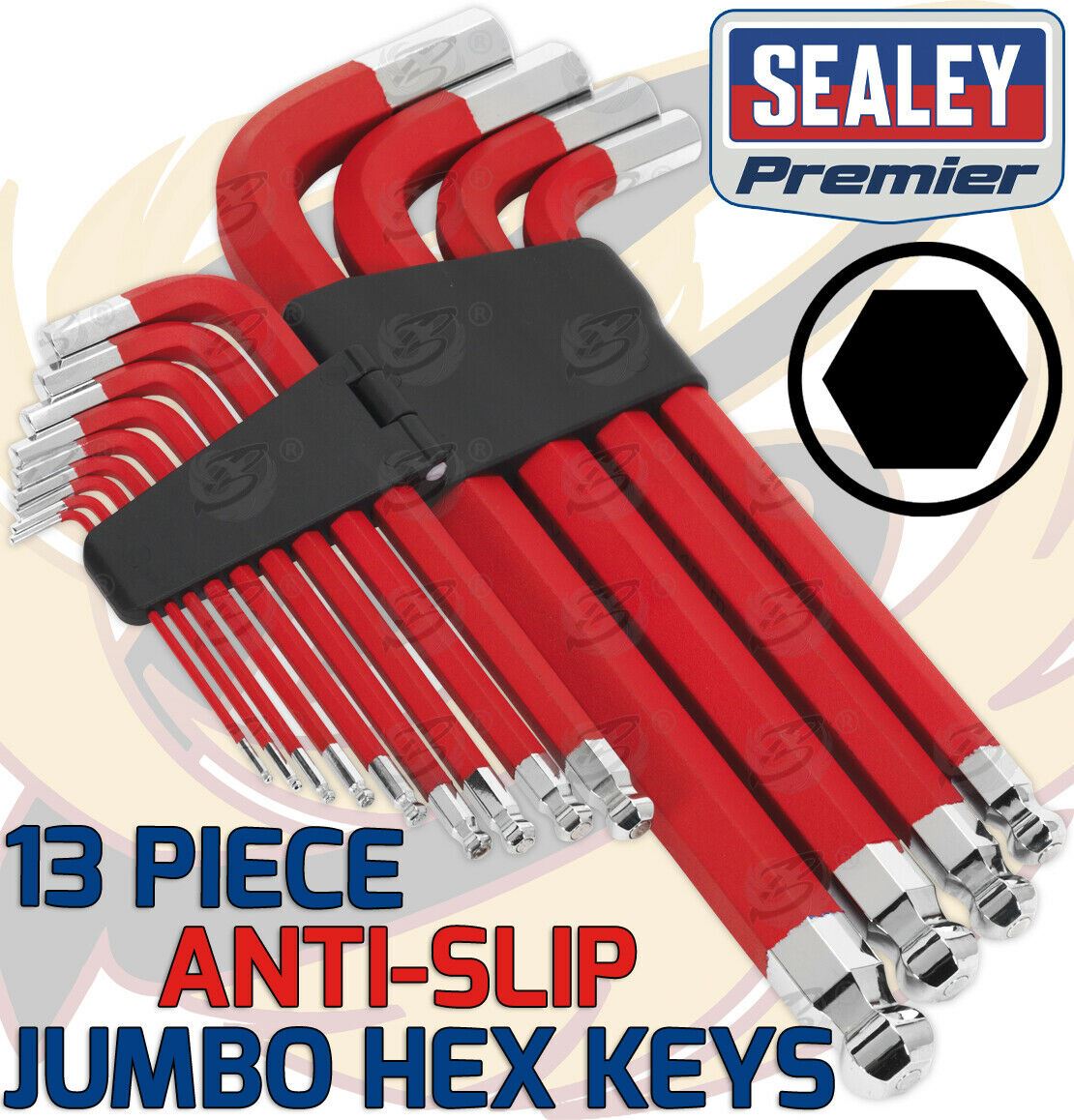 SEALEY JUMBO MAGNETIC ANTI SLIP HEX KEYS H2 - H19