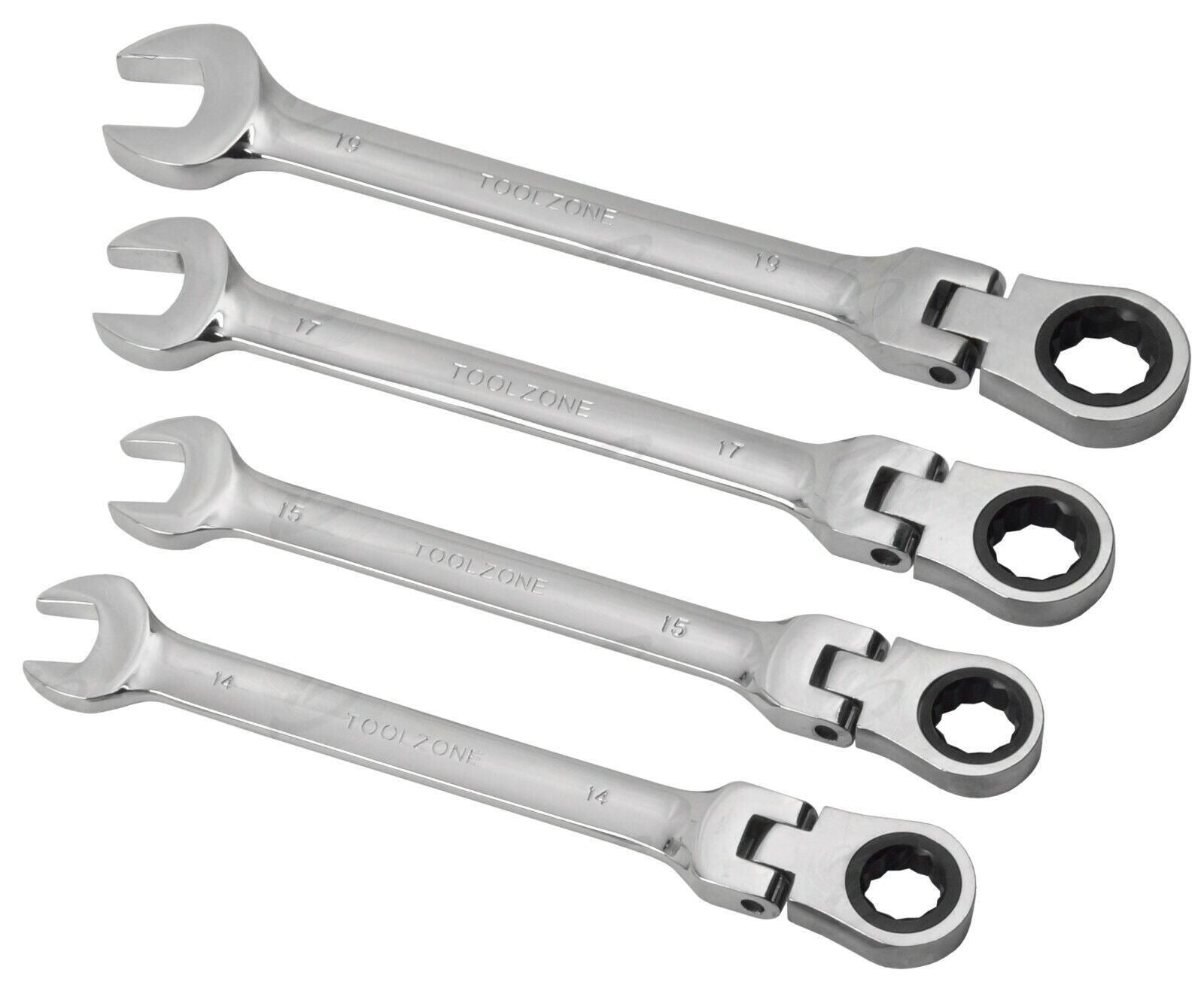 TOOLZONE 8PCS COMBINATION FLEXIBLE RATCHET SPANNER SET 8MM - 19MM
