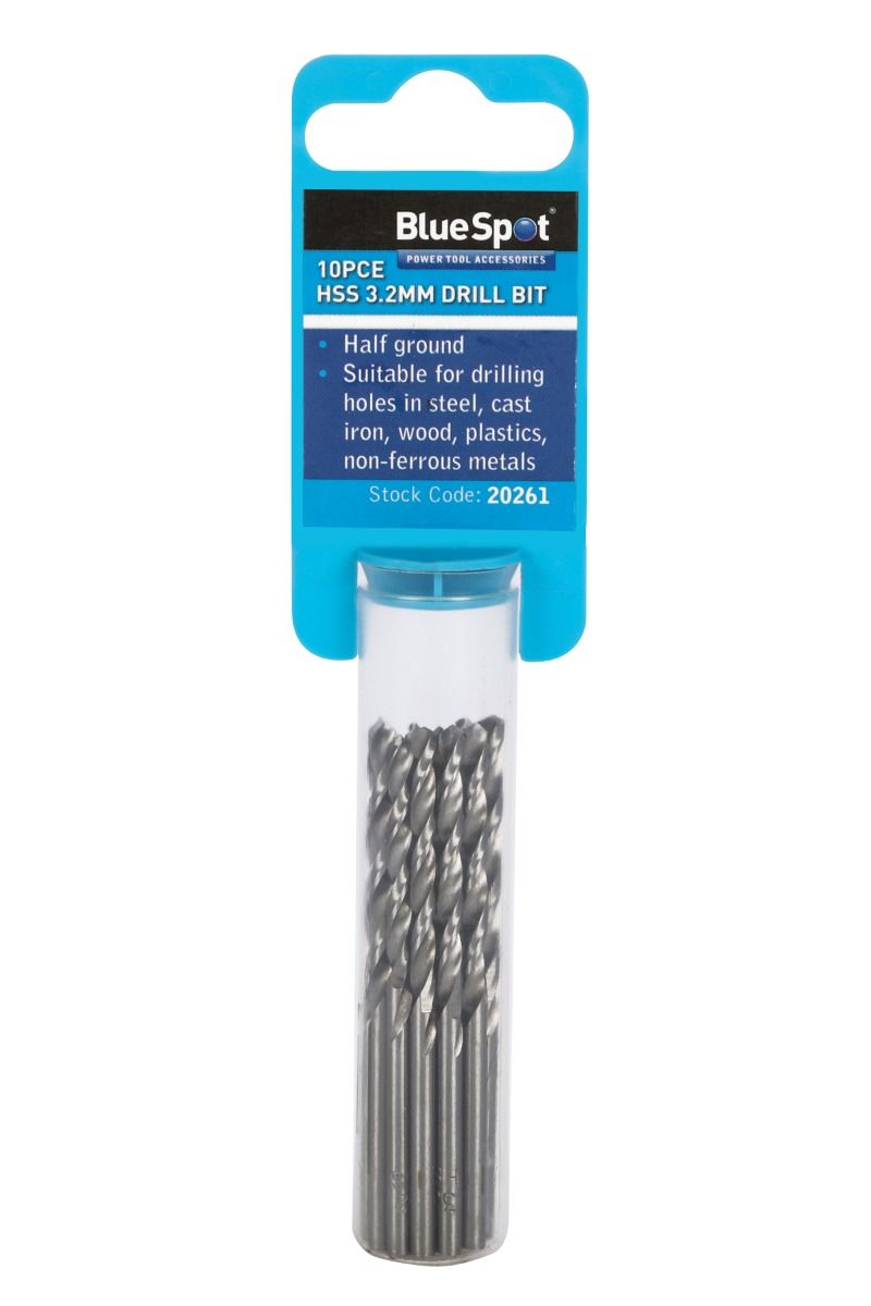 BlueSpot 10 Piece 3.2mm HSS Drill Bit Set ( 20261 )