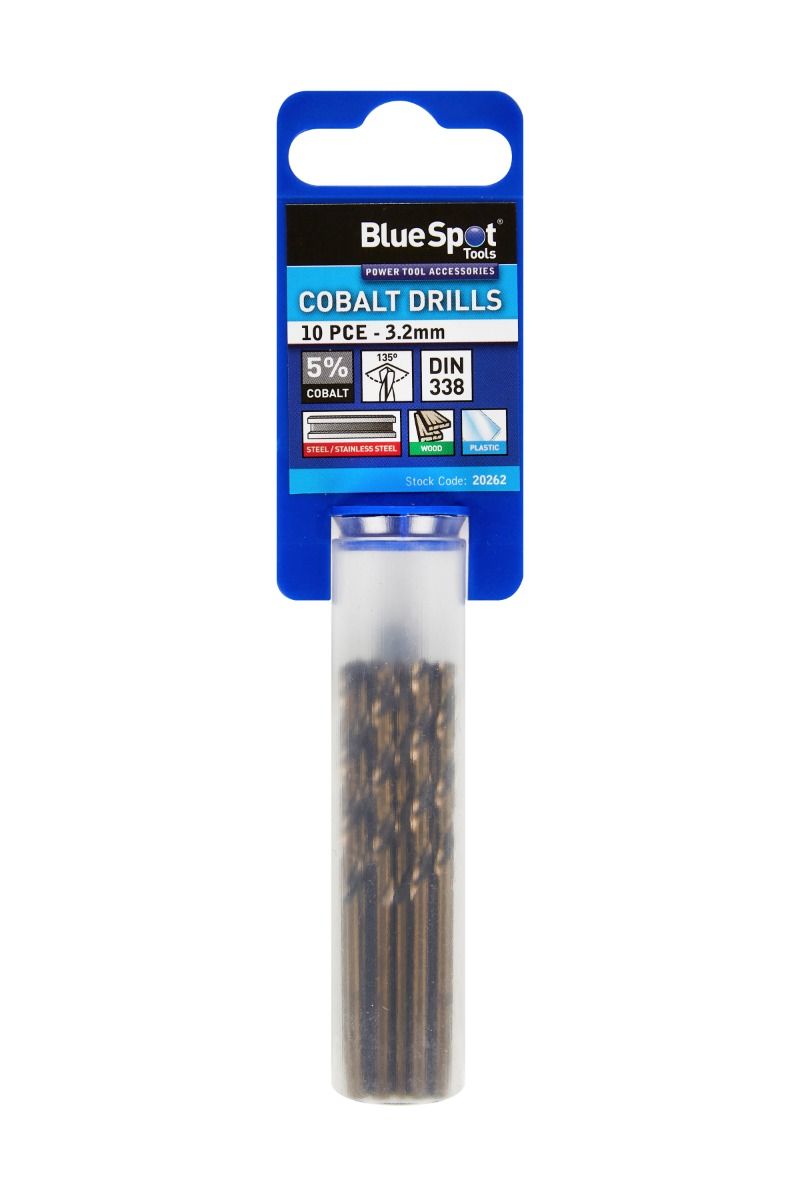 BlueSpot 10 Piece 3.2mm Cobalt Drill Bit Set ( 20262 )
