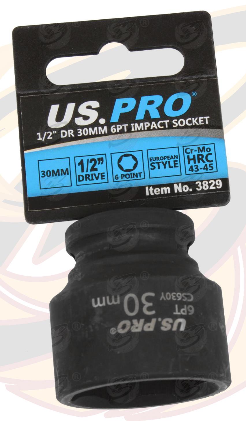 US Pro 30mm 1/2" Drive 6 Point Shallow Impact Socket 3829