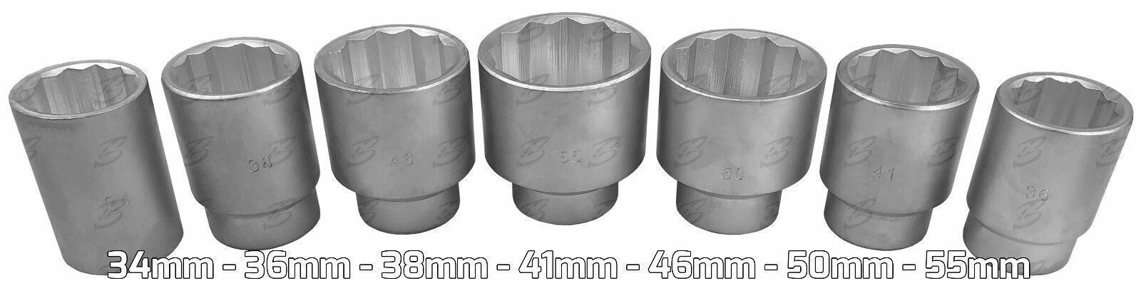 Toolzone 21 Piece 1" Drive 12 Point Socket Set 30mm - 80mm SS020