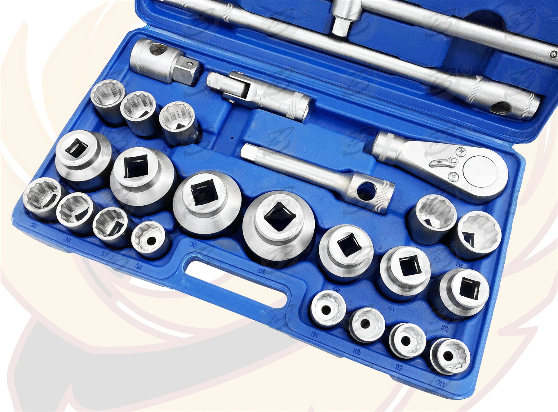 TOOLZONE 26PC 3/4" & 1" DRIVE 12 POINT SOCKET SET 21MM - 65MM