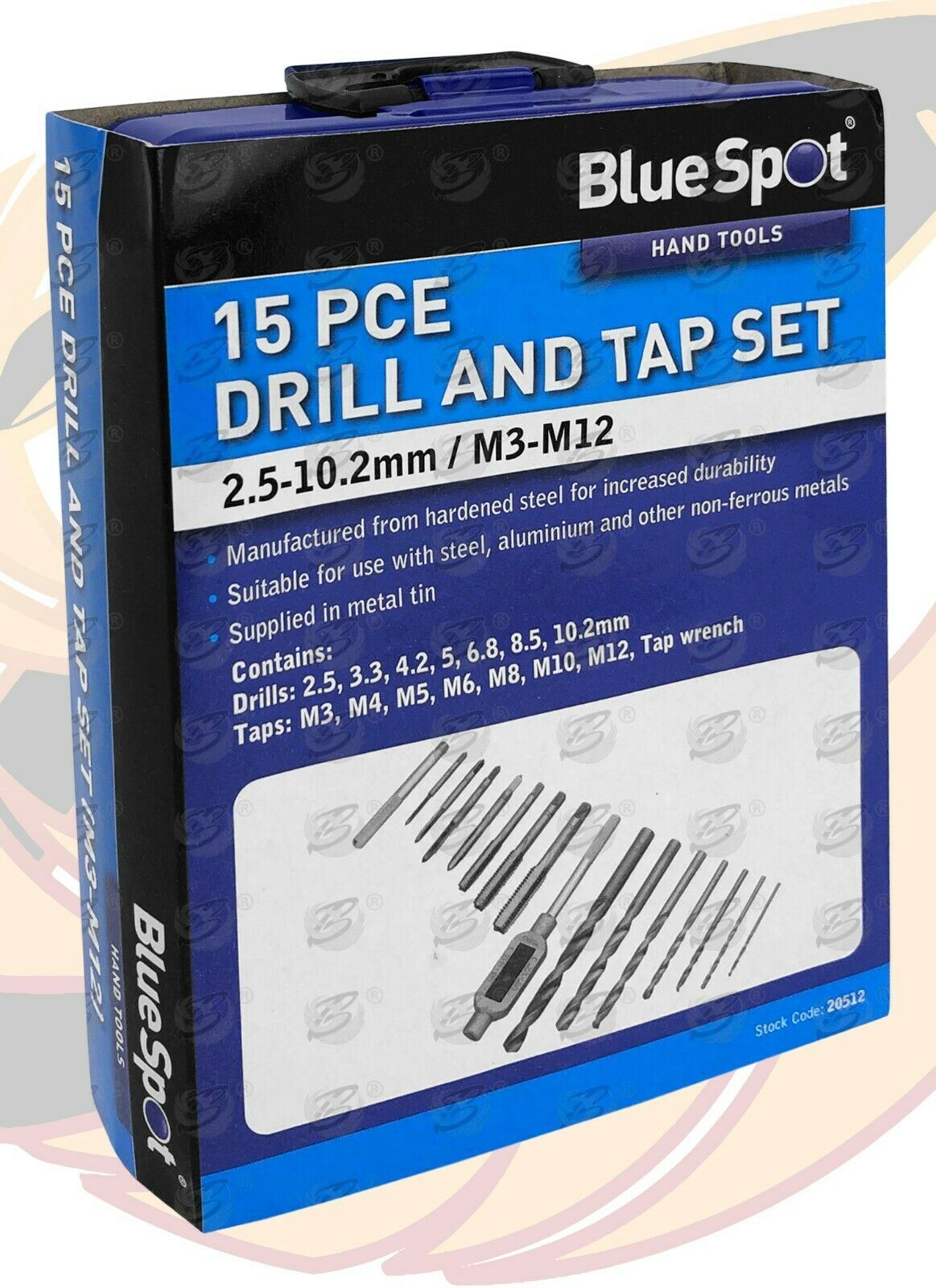 BLUESPOT 15PCS METRIC DRILL & TAP SET M3 - M12