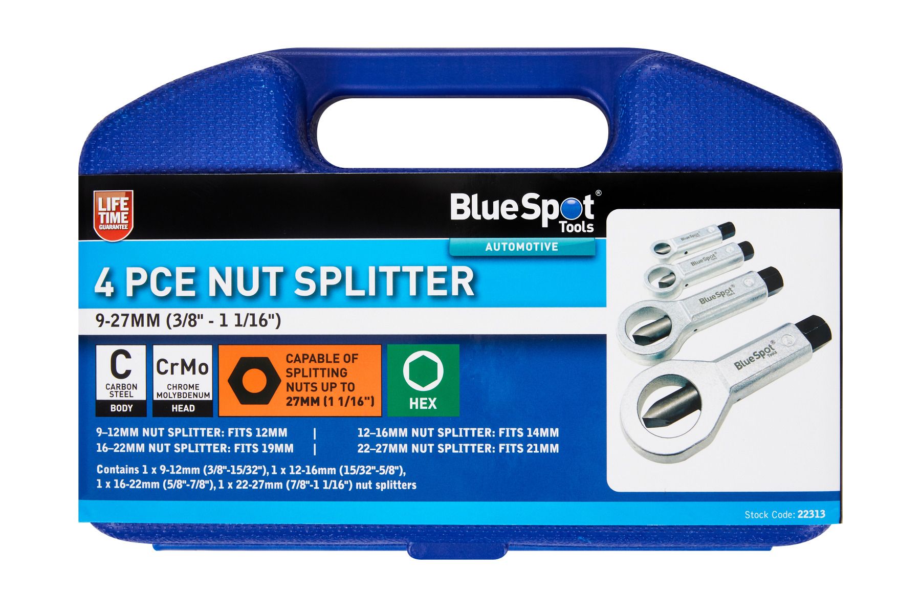 BlueSpot 4 Piece Nut Splitter 9-27mm (3/8" - 1 1/16") ( 22313 )