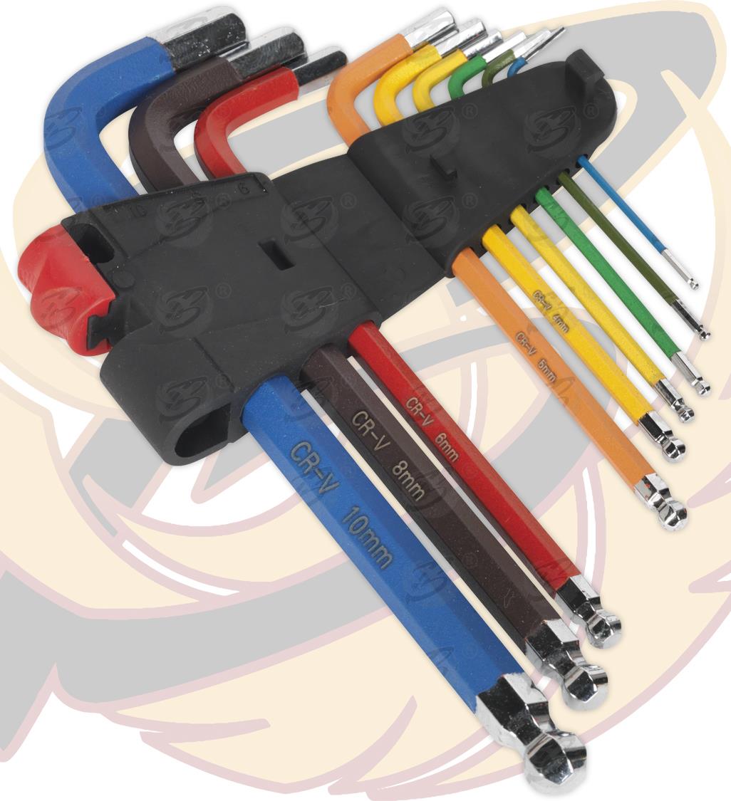 Sealey 9 Piece Ball Ended Hex Keys H1.5 - H10 ( AK7190 )