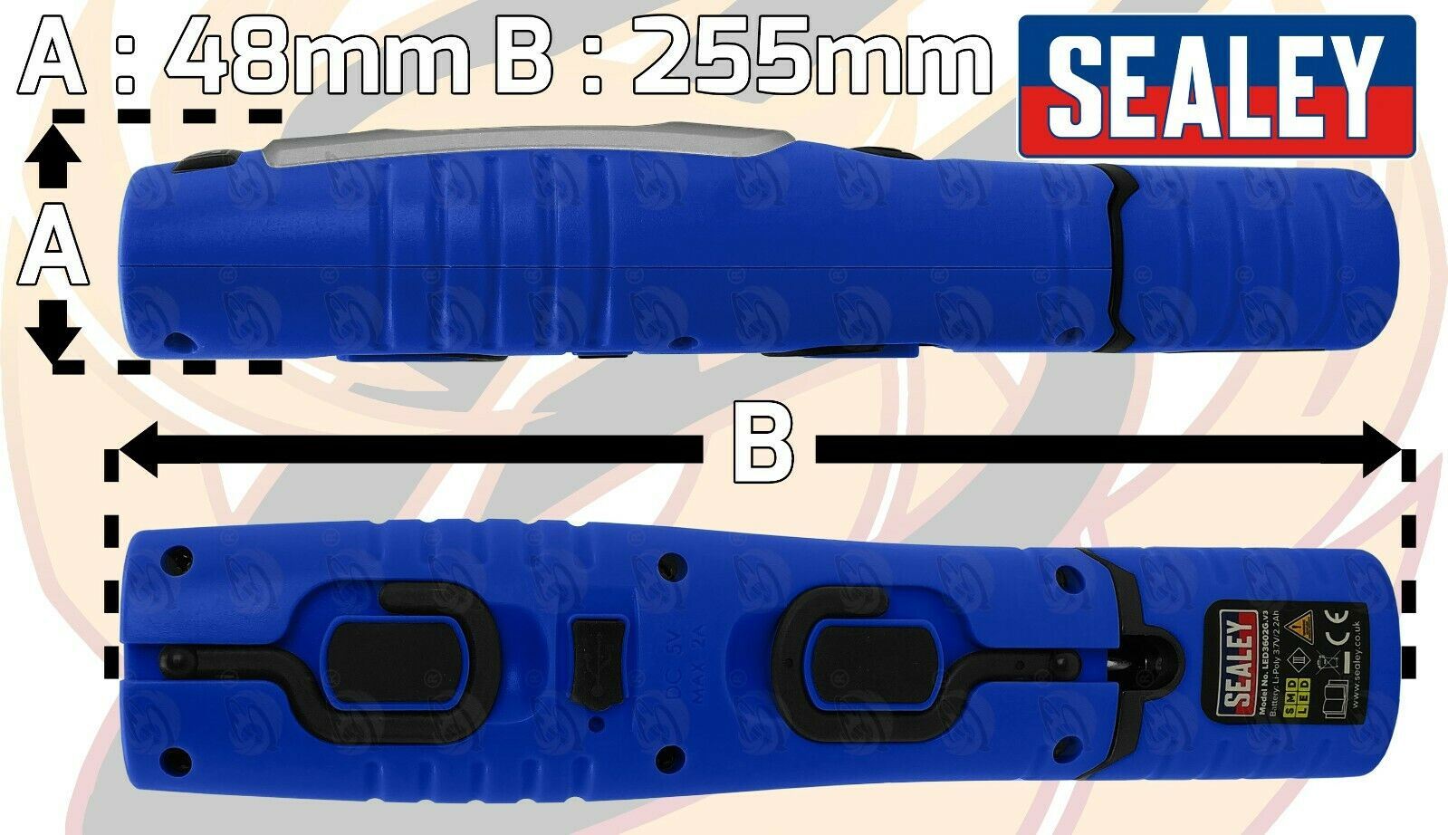 SEALEY RECHARGEABLE SMD LED LI - ION WORK LIGHT ( BLUE )