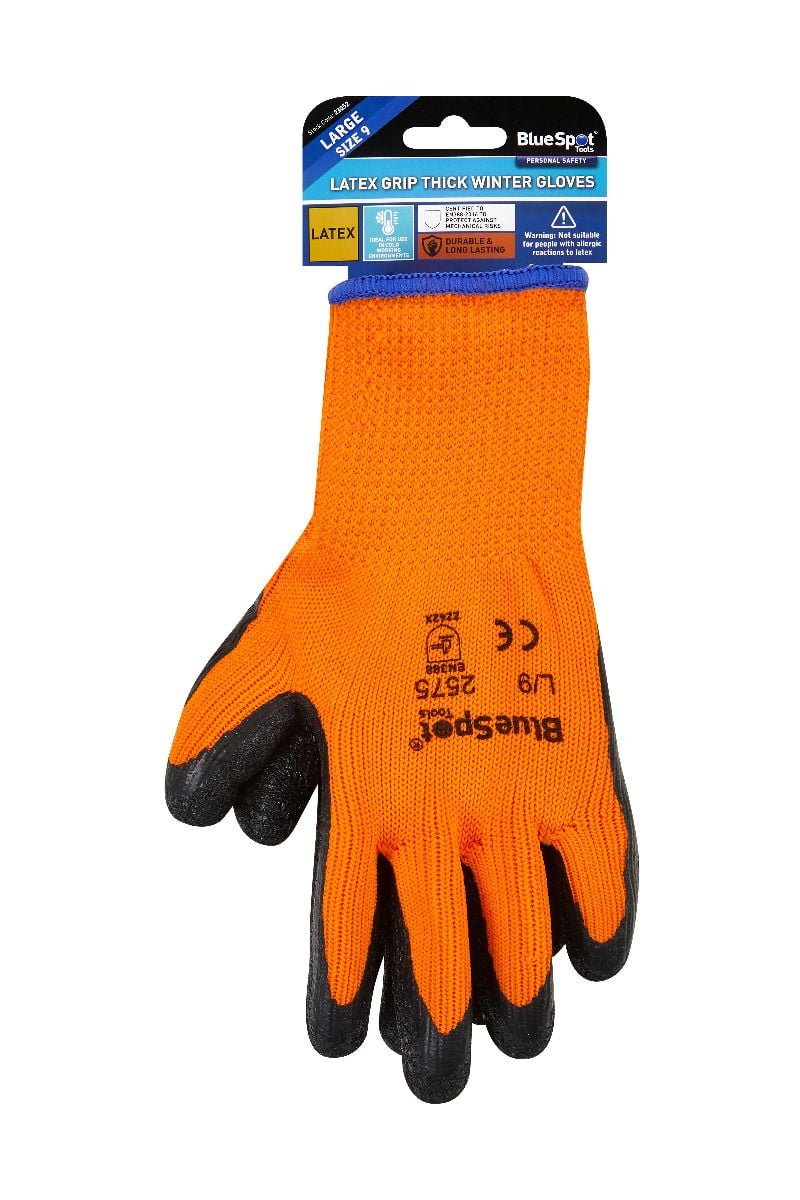 BlueSpot Latex Grip Thick Winter Gloves ( Large ) 23052
