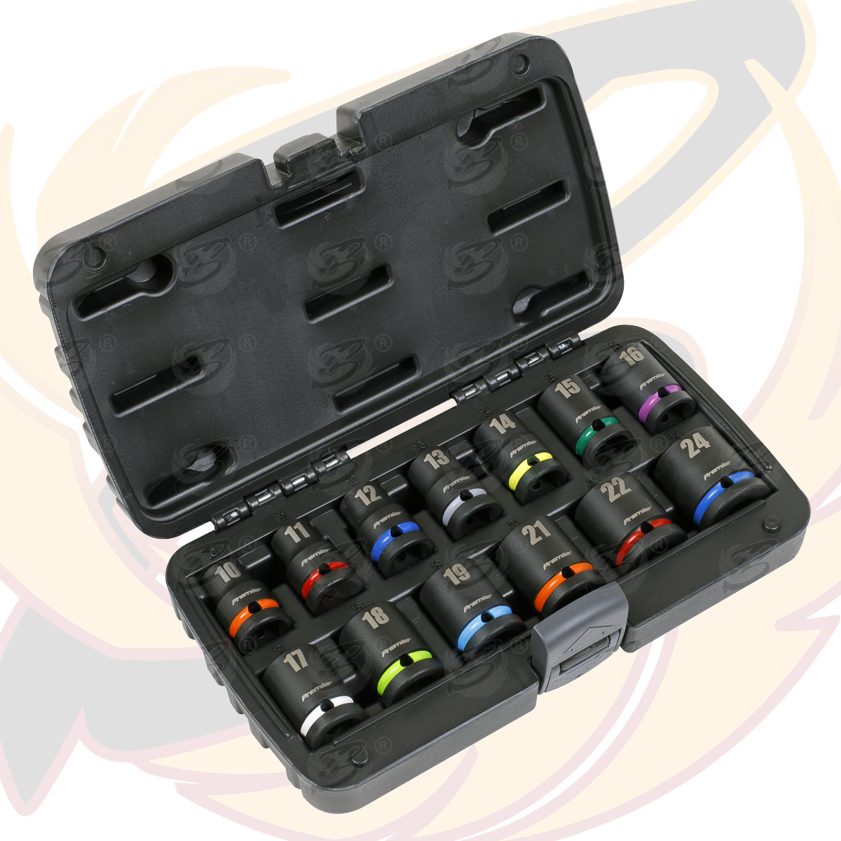 Sealey 13 Piece 1/2" Drive 6 Point Shallow Impact Sockets 10mm - 24mm ( AK5617M )