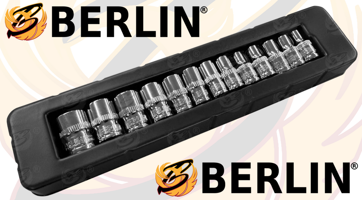 Berlin 13 Piece 1/4" Drive 6 Point Shallow Sockets 4mm - 14mm BER015