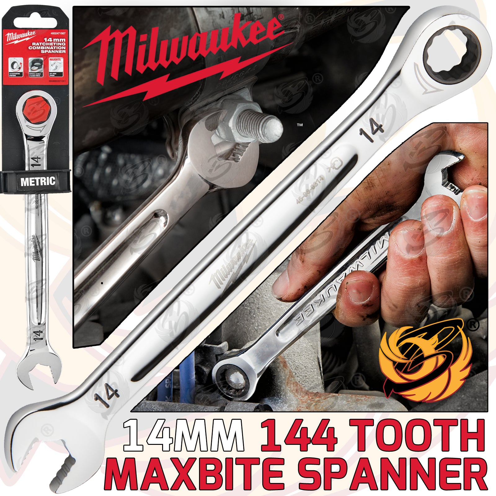 MILWAUKEE 14MM 144 TEETH MAXBITE RATCHET SPANNER