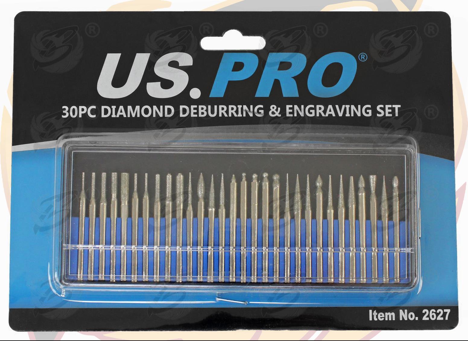 US PRO 30PCS DIAMOND BURR & ENGRAVING KIT