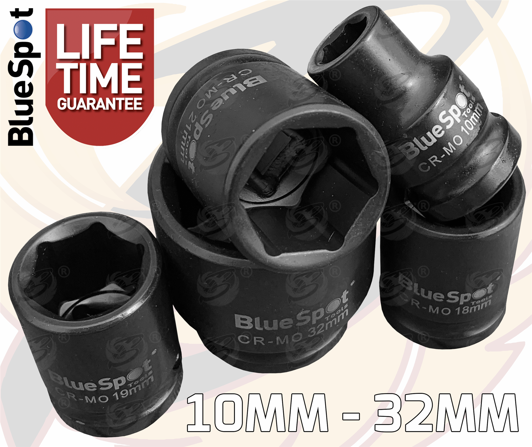 BlueSpot 14 Piece 1/2" Drive 6 Point Shallow Impact Sockets 10mm - 32mm ( 01585 )