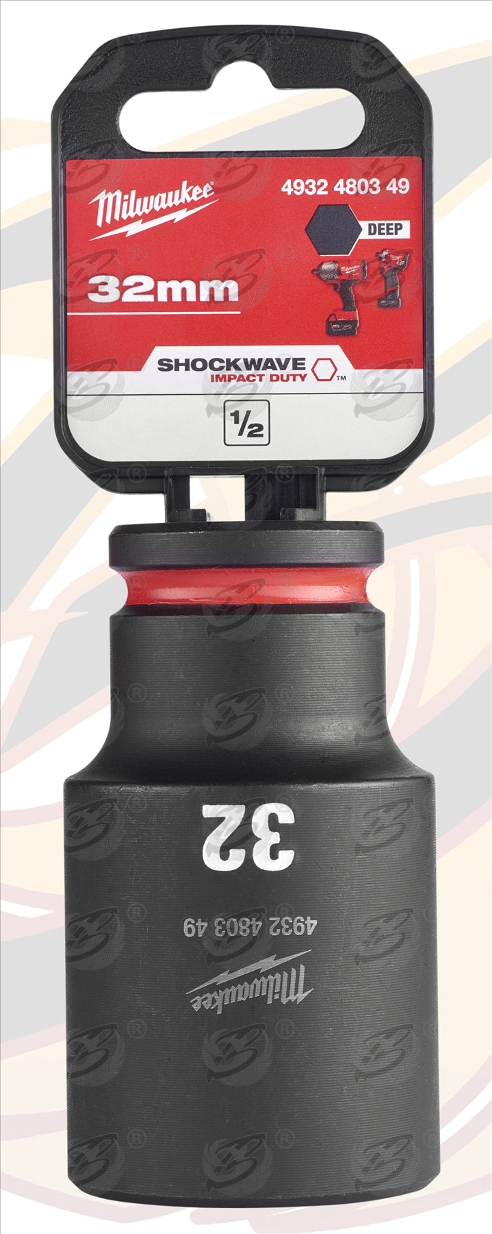 MILWAUKEE 32MM 1/2" DRIVE 6 POINT DEEP IMPACT SOCKET ( SINGLE )