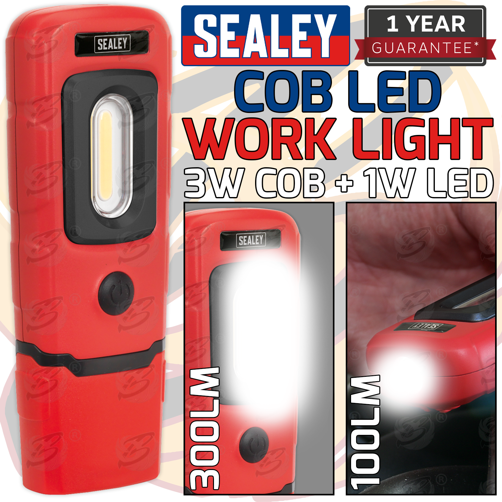 Sealey Rechargeable Cob Led Li - Ion Work Light ( Red ) ( LED3601R )