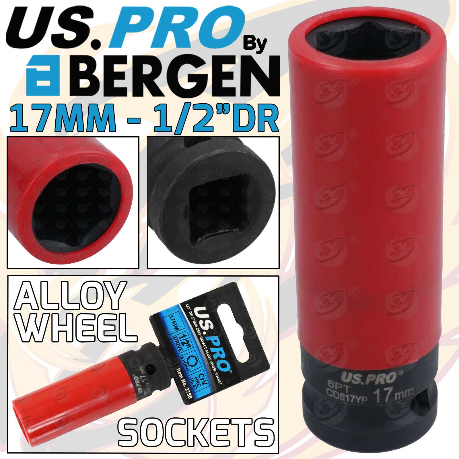 US Pro 17mm 1/2" Drive 6 Point Deep Impact Alloy Wheel Nut Socket ( 3758 )