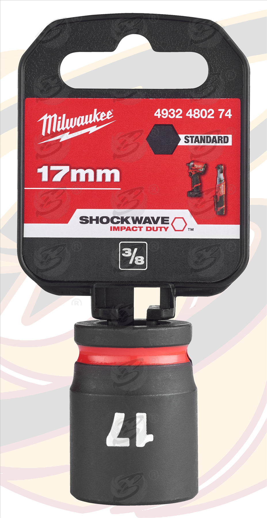 MILWAUKEE 17MM 3/8" DRIVE 6 POINT SHALLOW IMPACT SOCKET ( SINGLE )