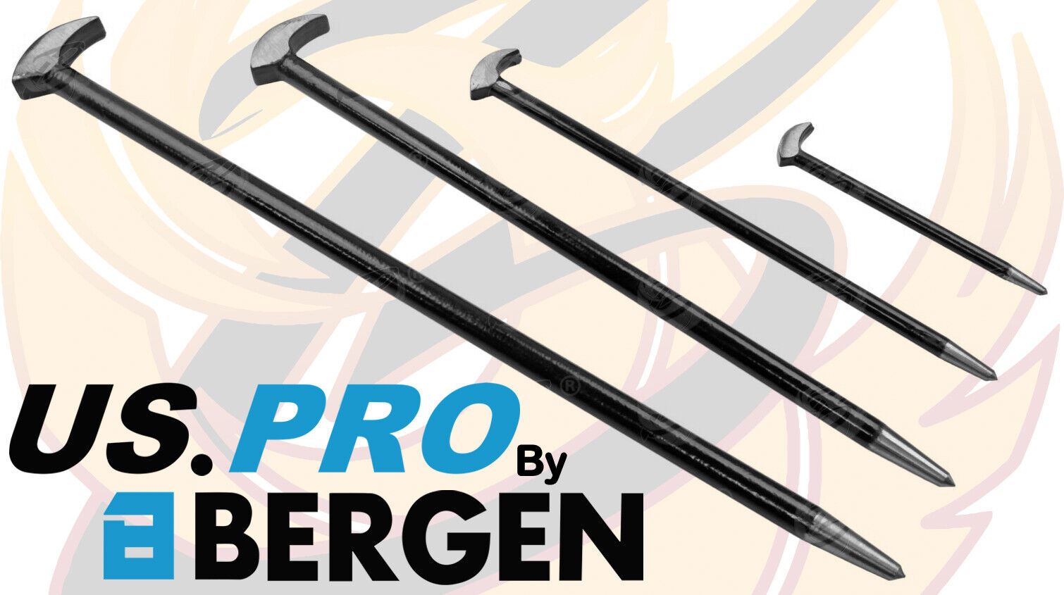 US Pro Heel Toe Pry Bar Set 4 Piece Podgers Pry Toe Bar 150mm 300mm 400mm 500mm ( 6857 ) 6857