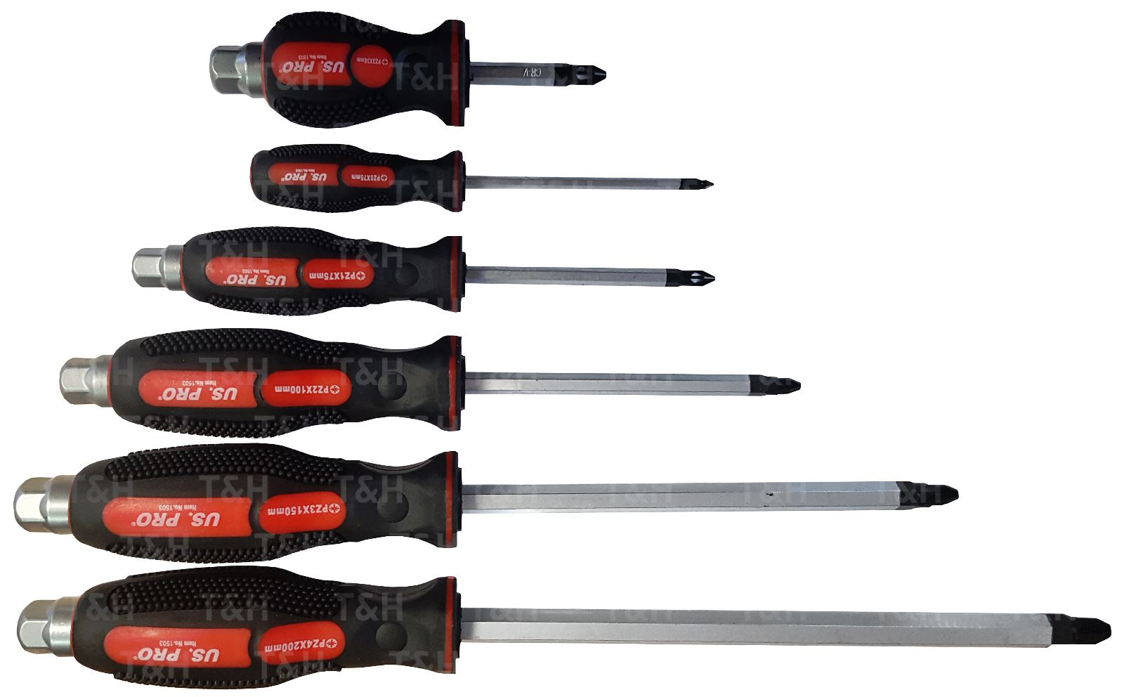 US PRO 12PCS MAGNETIC GO THROUGH SCREWDRIVERS ( SLOTTED - POZIDRIVE )US PRO 12PCS MAGNETIC SCREWDRIVER SET ( SLOTTED - POZIDRIVE )