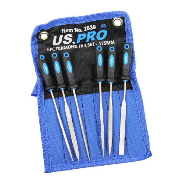 US Pro 6 Piece Diamond File Set 175mm 2639