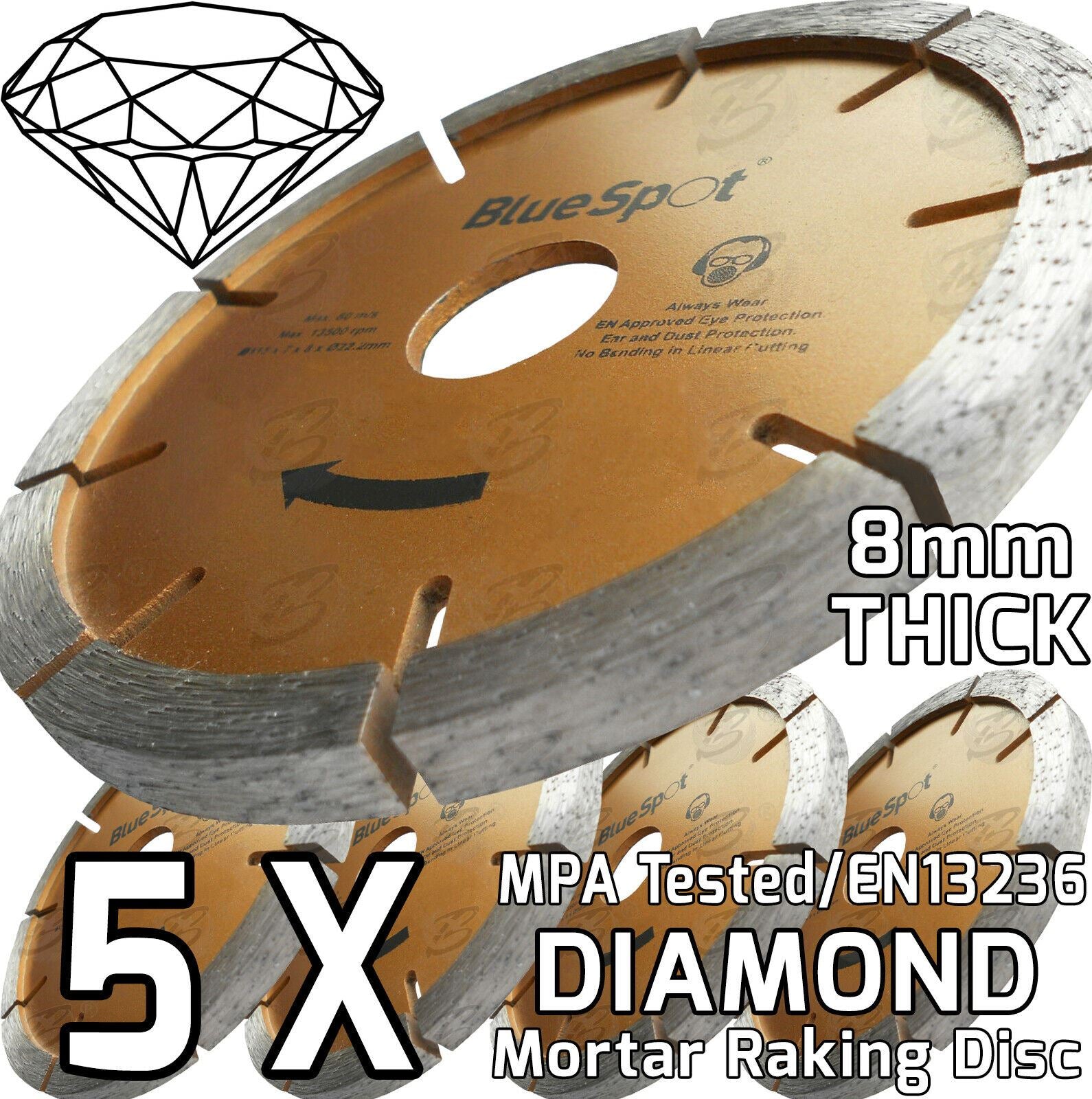 BLUESPOT 4.5" ( 115MM ) DIAMOND MORTAR RAKING DISC ( x 5 )