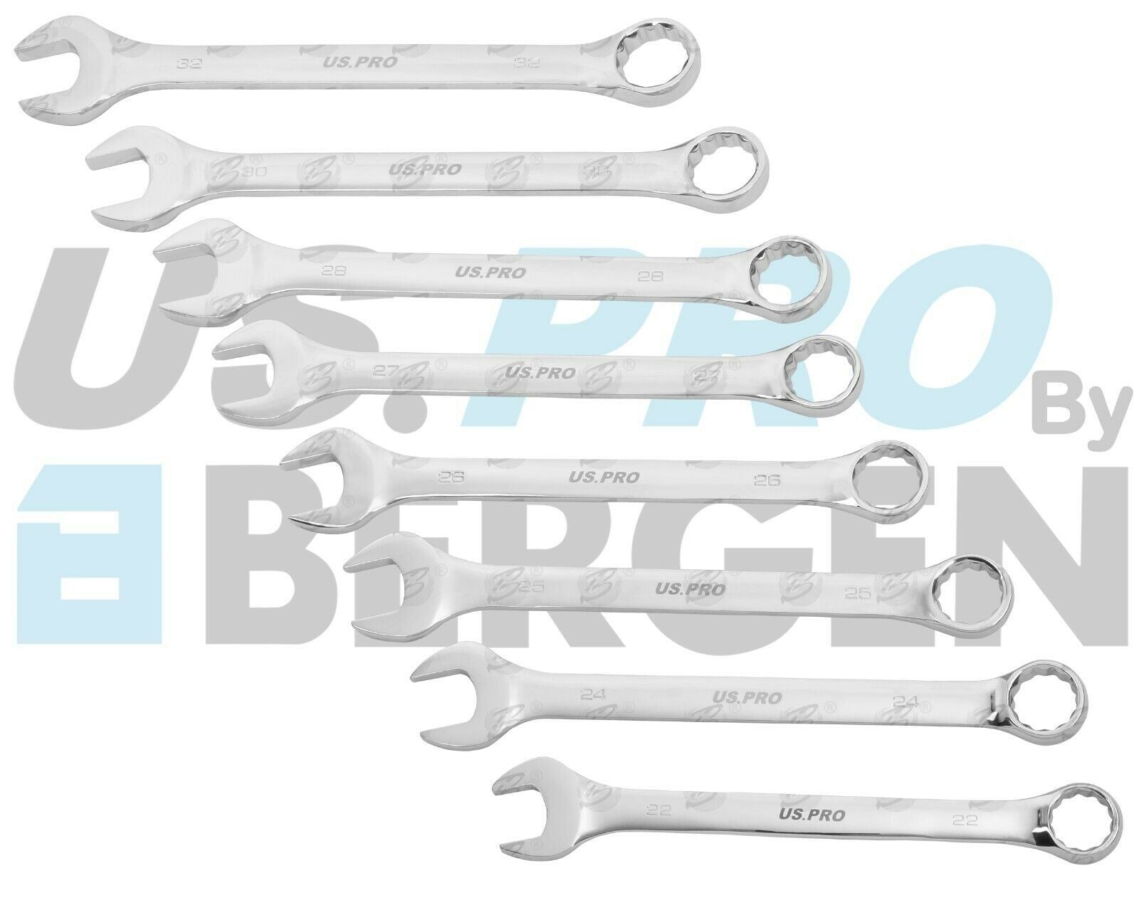 US PRO 8PCS JUMBO COMBINATION SPANNER SET 22MM - 32MM