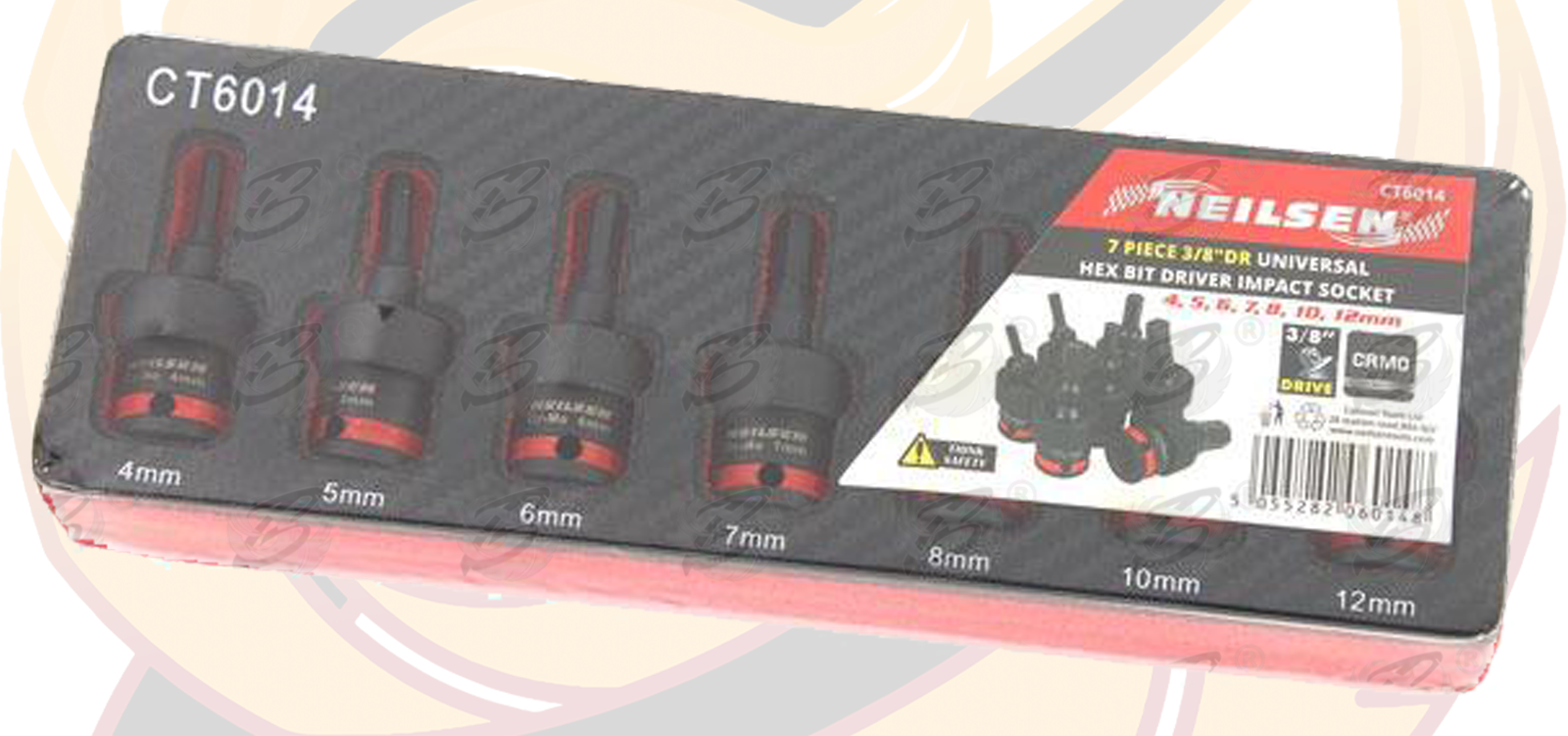 Neilsen 7 Piece 3/8" Drive Swivel Impact Hex Bit Sockets H4 - H12 ( CT6014 )