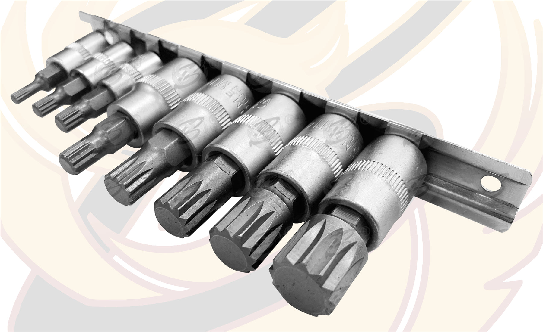 TOOLZONE 8PCS 1/4" & 3/8" DRIVE SPLINE BIT SOCKETS M4 - M16