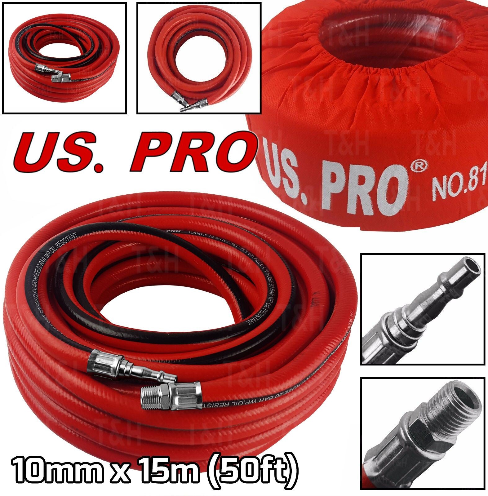US PRO 15M ( 50FT ) 3/8" BSPT AIR LINE HOSE