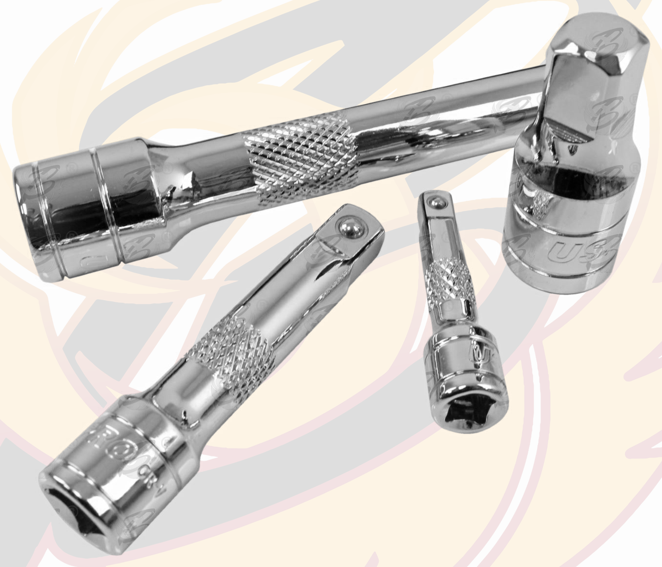 US Pro 20 Piece 1/4" & 3/8" & 1/2" Drive Extension Bars 50mm - 250mm 4235