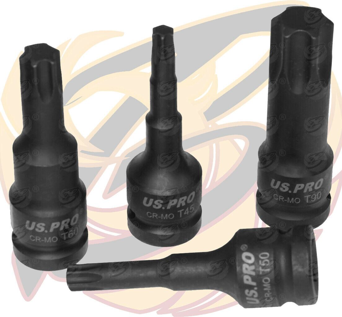 US Pro 10 Piece 1/2" Drive Impact Torx Bit Sockets T30 - T100 3638