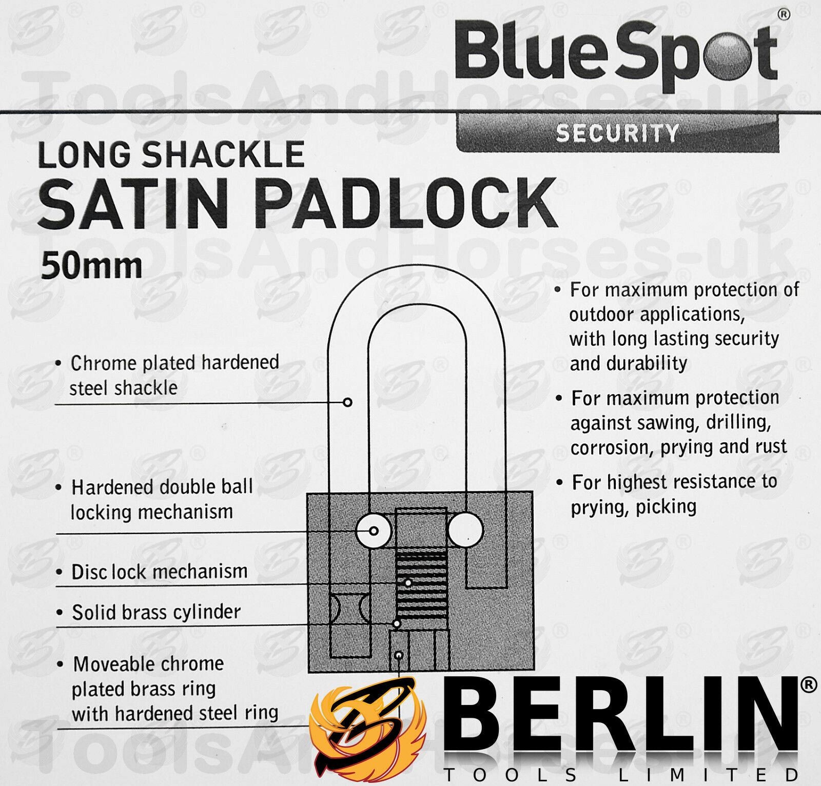 BLUESPOT 50MM LOCK SHACKLE PADLOCK