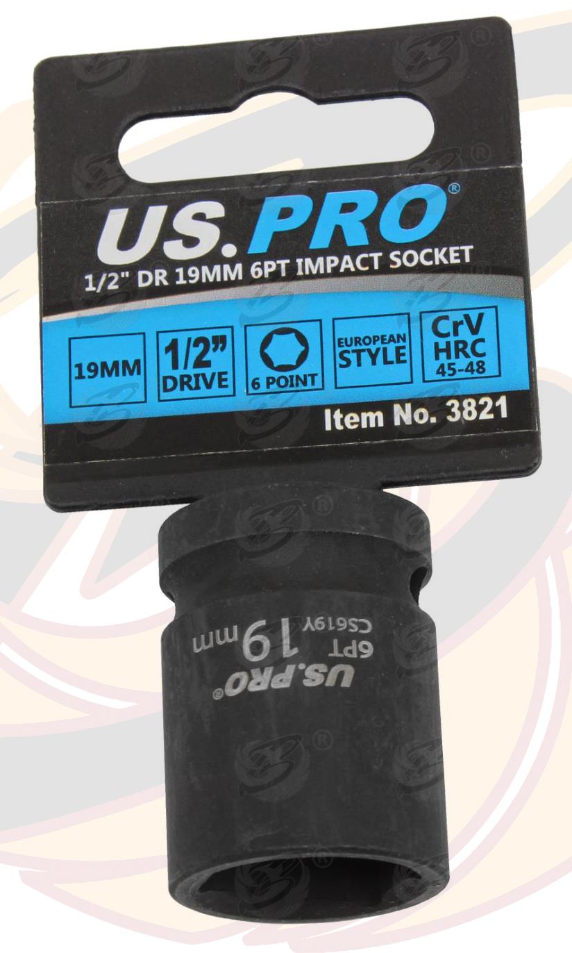 US Pro 19mm 1/2" Drive 6 Point Shallow Impact Socket ( 3821 )
