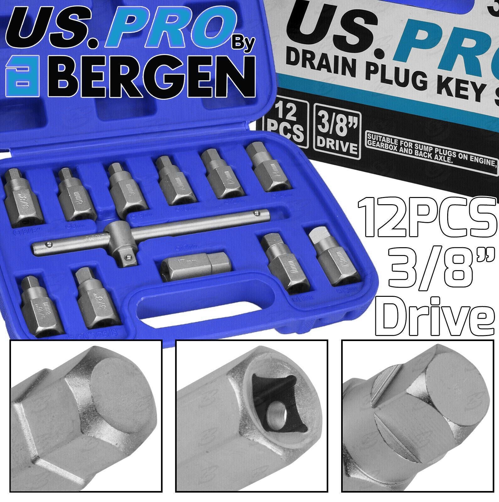 US PRO 12PCS 3/8" DRIVE DRAIN PLUG KEY SET