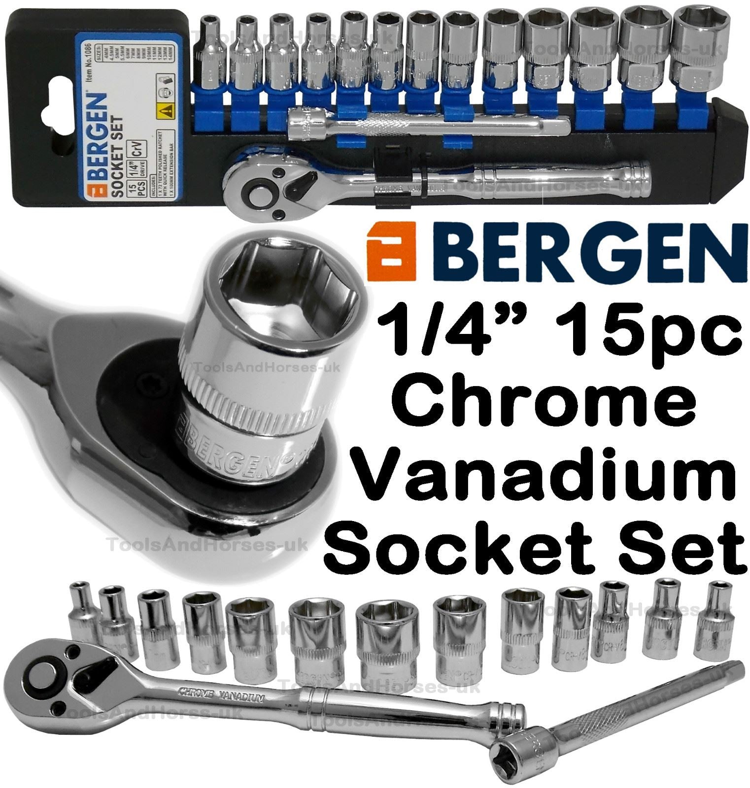 US Pro 15 Piece 1/4" Drive 6 Point Socket Set 4mm - 14mm 3226