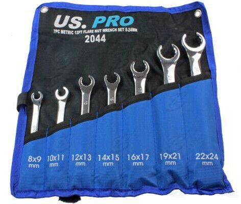 US PRO 7PCS 12 POINT FLARE NUT SPANNER SET 8MM - 24MM