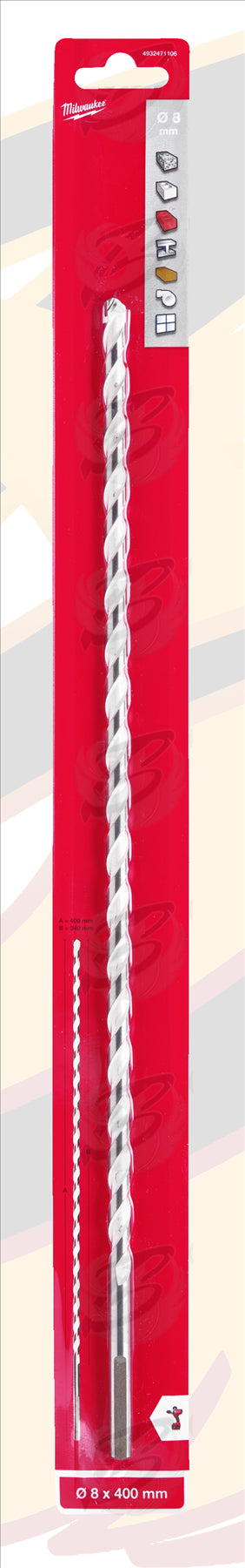 MILWAUKEE 8mm x 400mm MULTI MATERIAL DRILL BIT