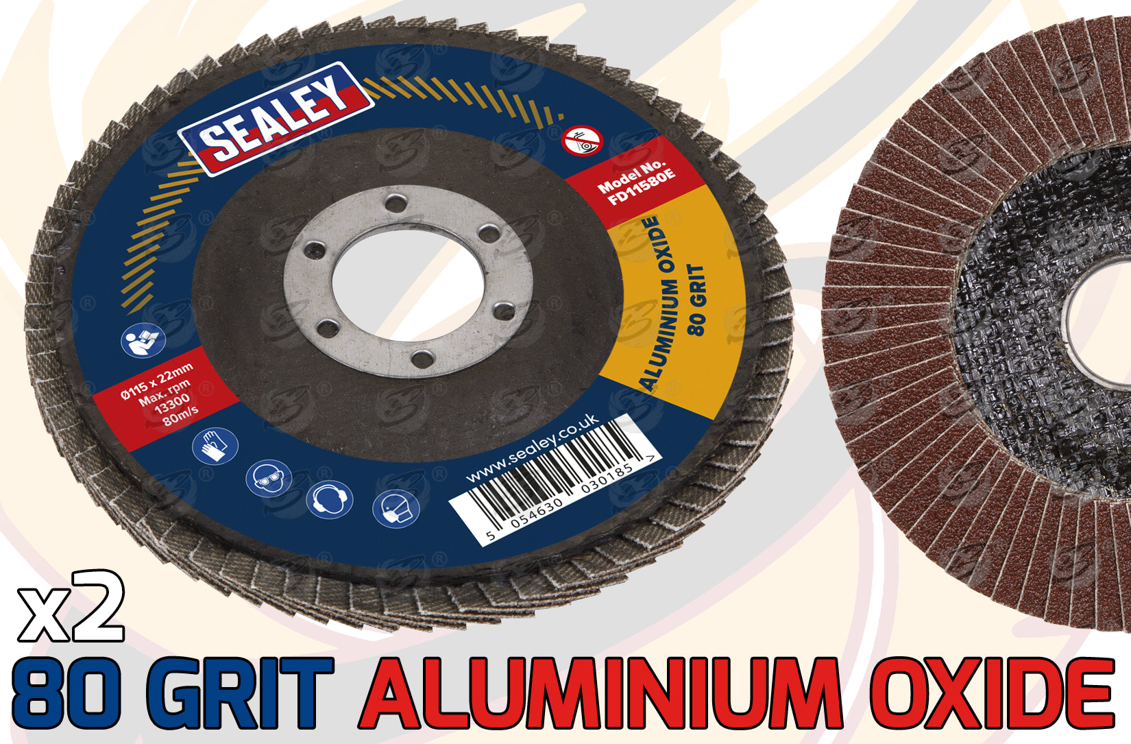 SEALEY 10PCS ASSORTED GRIT / FLAP DISC ( 40/60/80/120 GRIT )