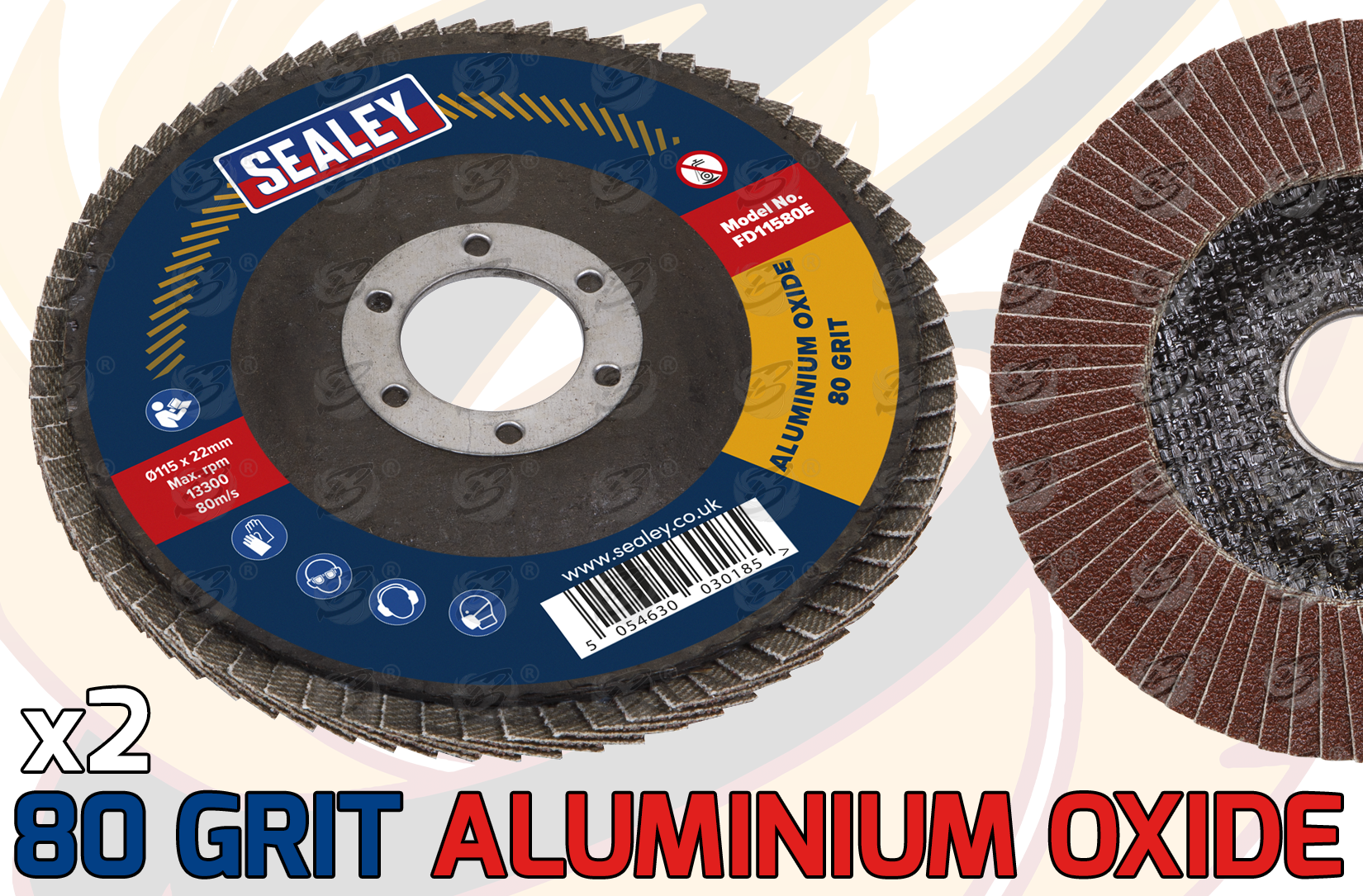 Sealey 10 Piece Assorted Grit / Flap Disc ( 40/60/80/120 Grit ) ( FD115EMIX )