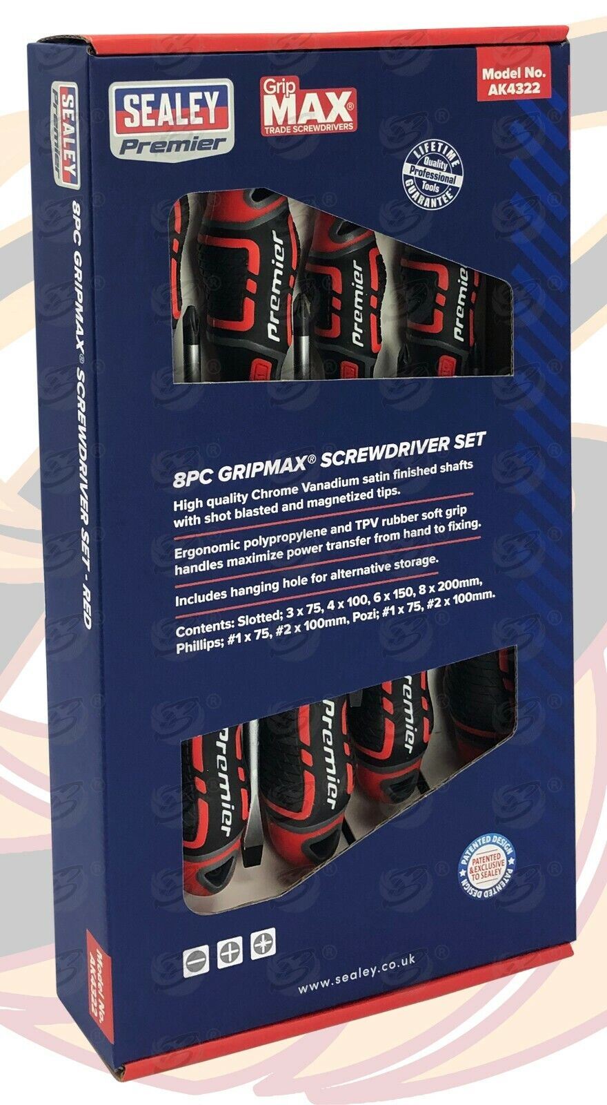 Sealey 8 Piece Magnetic Screwdriver Set ( Slotted - PHillips - Pozirdrive ) ( AK4322 )