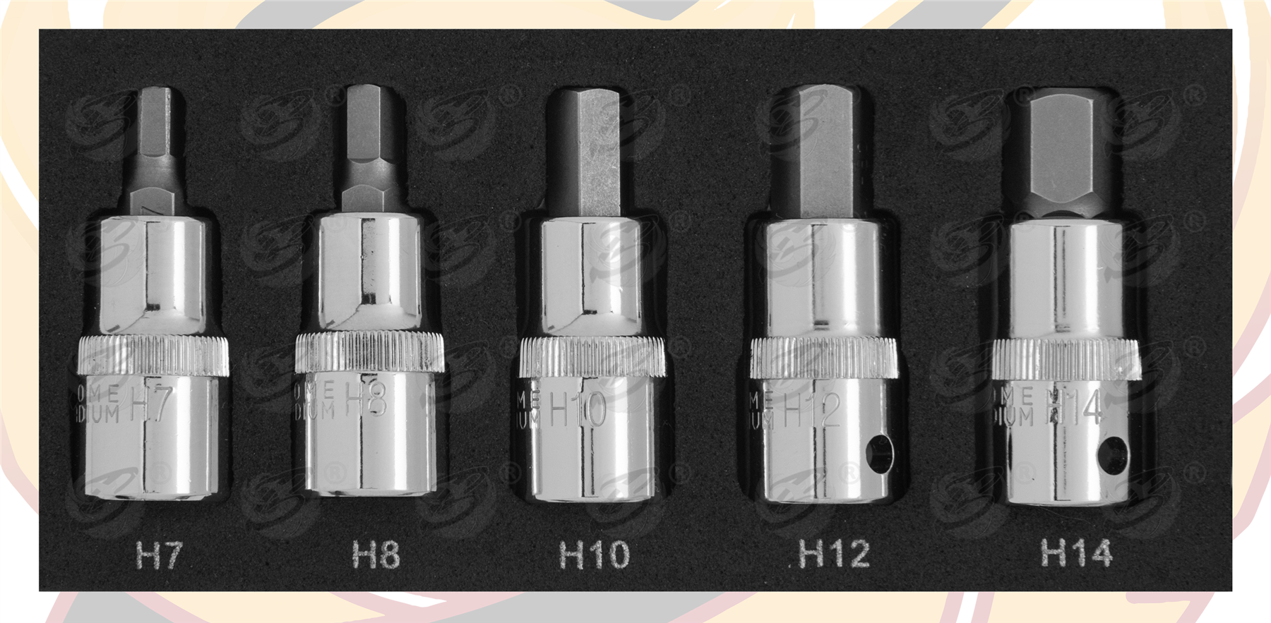 BlueSpot 5 Piece 1/2" Drive Hex Bit Sockets ( H7 - H14 ) ( 01507 )