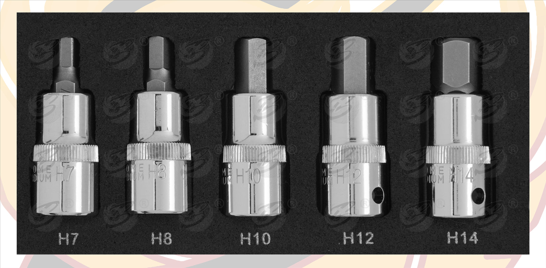 BLUESPOT 5PCS 1/2" DRIVE HEX BIT SOCKETS ( H7 - H14 )
