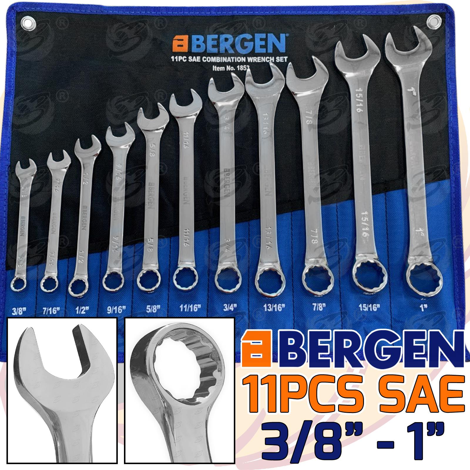 BERGEN 12PCS SAE / AF COMBINATION SPANNER SET 8MM - 19MM