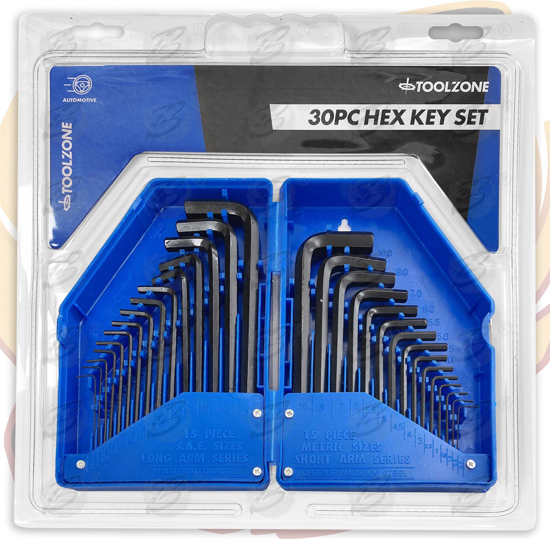 TOOLZONE 30PCS METRIC & IMPERIAL HEX KEYS