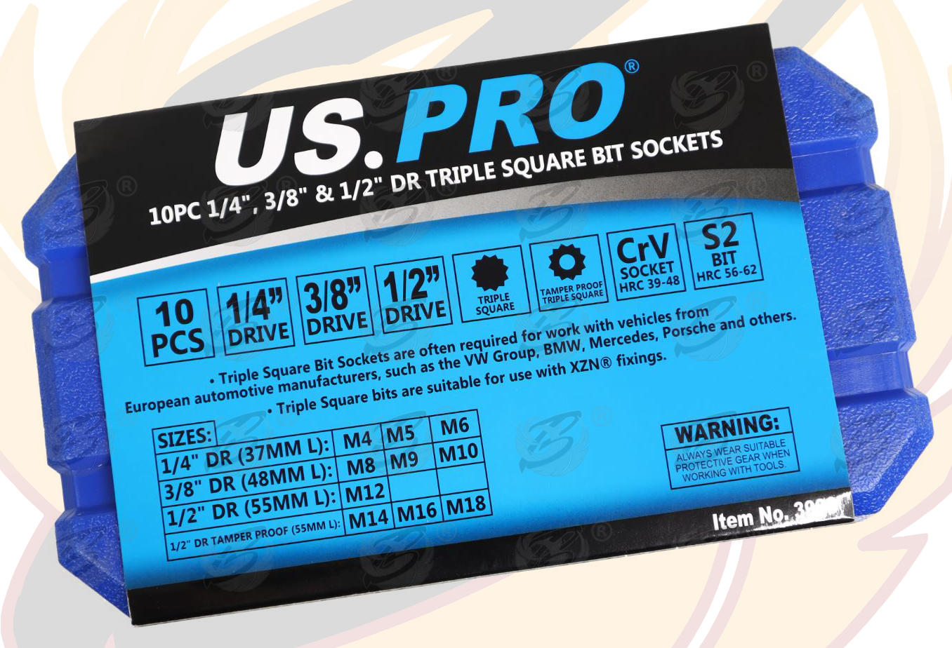 US Pro 10 Piece 1/4" & 3/8" & 1/2" Drive Spline & Tamperproof Spline Bit Sockets M4 - M18 3993