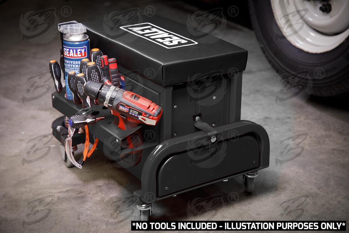 SEALEY MECHANIC STOOL / UTILTIY BOX ( BLACK )