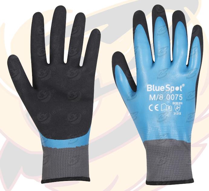 BLUESPOT LATEX WATER RESISTANT WORK GLOVES ( x 12 PAIRS ) ( M )
