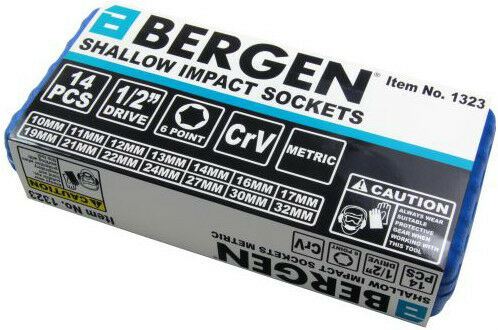 US PRO 14PCS 1/2" DRIVE 6 POINT SHALLOW IMPACT SOCKETS 10MM - 32MM